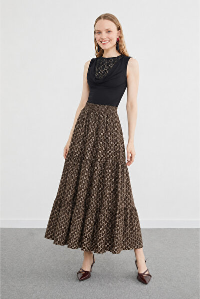 ModaPlaza Women's 3-Layer Ruffled Satin Skirt
