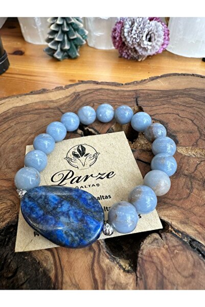 parze doğaltaş Lapis Lazuli and Anjelit Design Bracelet