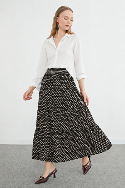 ModaPlaza Women's 3-Layer Ruffled Satin Skirt