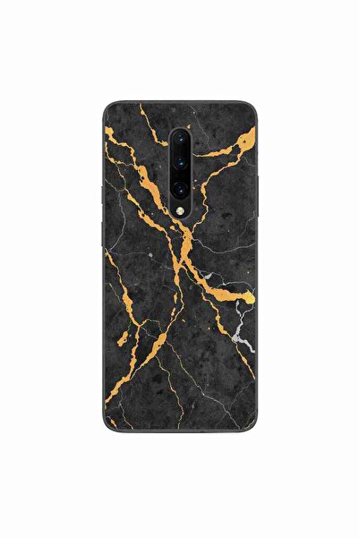 OEM Husa compatibila cu OnePlus 7 Pro Silicon Gel Tpu Model Noir Gold Marble