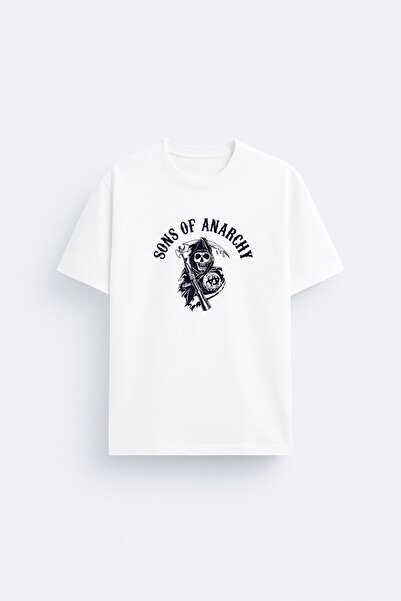 cesita Sons of Anarchy Printed Crew Neck White T-Shirt T-Shirt