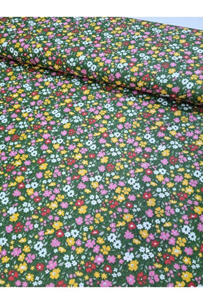 daisy star Poplin Kumaş Giyimlik, Kırkyama için uygundur ( Haki yeşili 100 x ...
