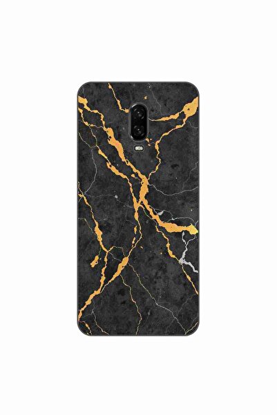 OEM Husa compatibila cu OnePlus 6T Silicon Gel Tpu Model Noir Gold Marble