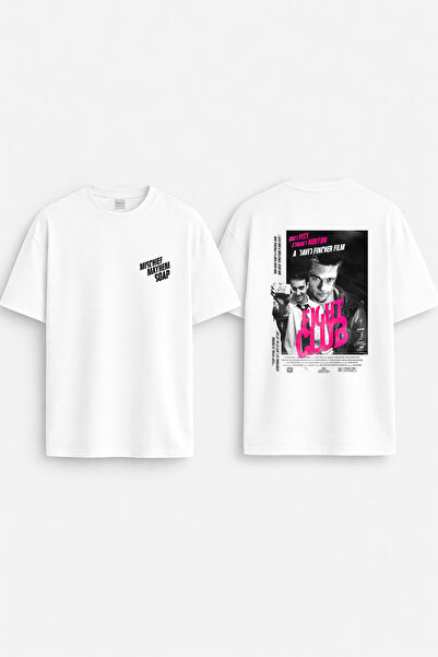 cesita Fight Club Printed Crew Neck Oversize Black T-Shirt T-Shirt