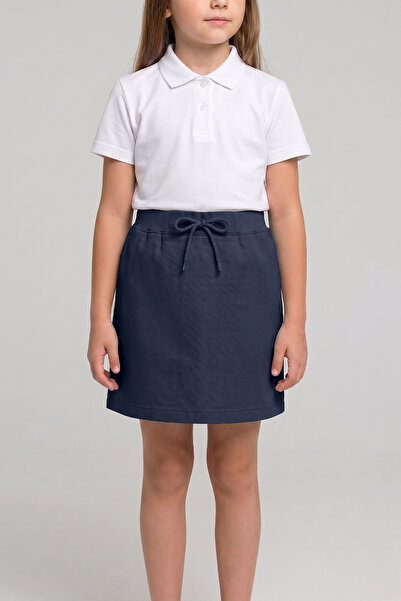 nacar çarşı Girl's Ribbed Waist Navy Blue Canvas School Shorts Skirt