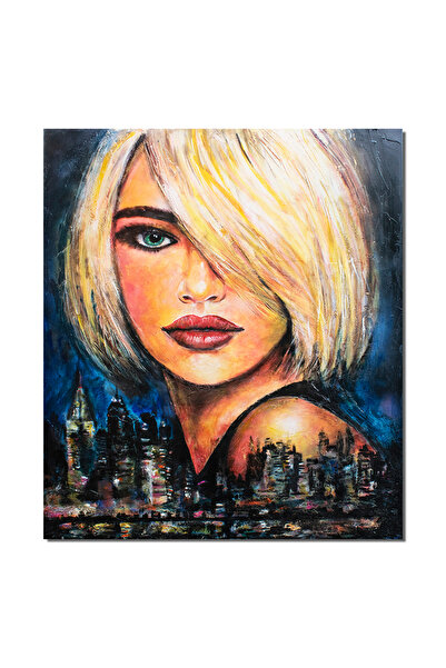 artnova Tablou pictat manual, Blonda de la miezul noptii, 120x100cm acril pe ...