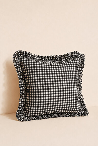 Mirilliahome Husă de pernă decorativă cu volane, negru, 45x45 cm