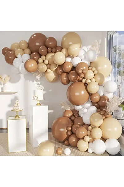 Baloane Vesele Boho Balloon Arch Set 146 Pieces Nude Brown and White for Birt...