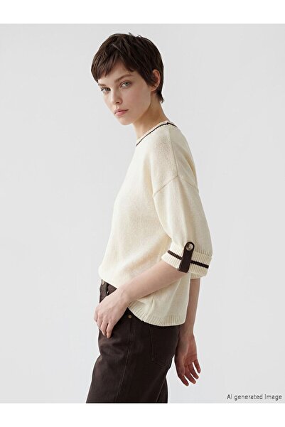 LC Waikiki Soulife Ecru Crew Neck Women's Knitwear Sweater