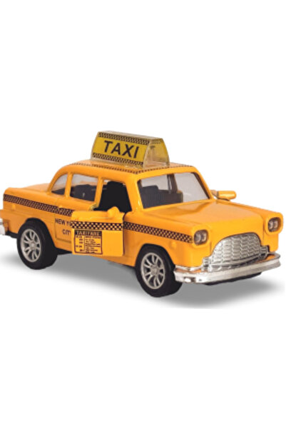 PlayFun Mașinuță Metalică Taxi New York City, Scară 1:32, Model Vintage cu Pu...