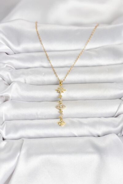 SEM STORE 316L Steel Gold Color Polar Star Y Model Zircon Stone Necklace