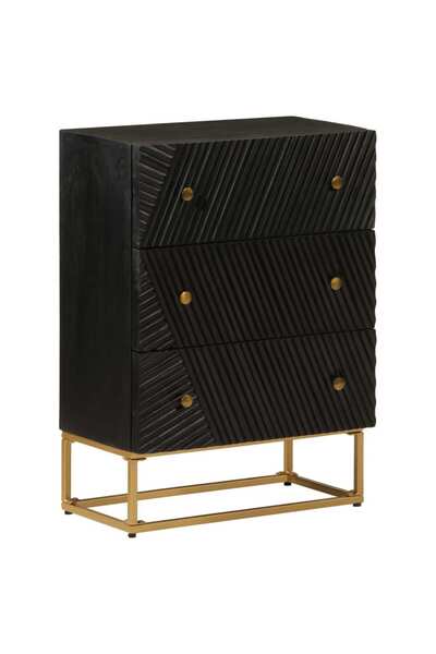vidaxl Sideboard, black, 55x30x76 cm, solid mango wood and iron