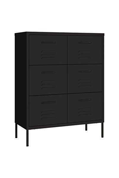 vidaxl Drawer cabinet, black, 80x35x101.5 cm, steel