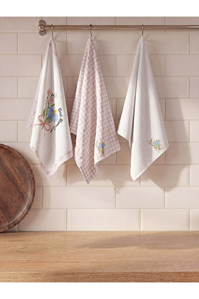 LC Waikiki Quality Parts from Çelebi Store Floral Embroidered Tea Towel 3-Pie...
