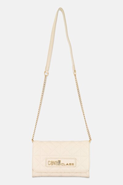 Cavalli Class Women Quilted Cross Body Bag, Ivory