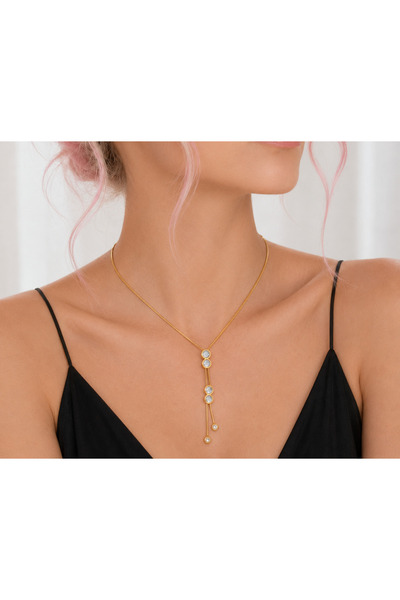 OEM Set colier tip Y și cercei cu simbolul 8, placat cu aur 18K