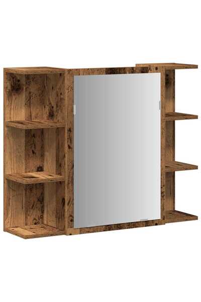 vidaxl Dulap cu oglindă de baie lemn vechi 80x20,5x64 cm lemn de lemn