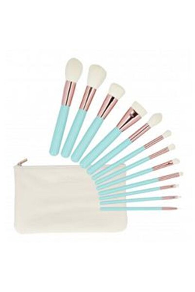 MIMO Set 12 Pensule Turquoise pentru Machiaj - Makeup Brush Turquoise, 12 buc