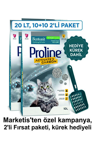Proline Aktif Karbonlu Bentonit Kedi Kumu 20 Litre Kürek Hediyeli