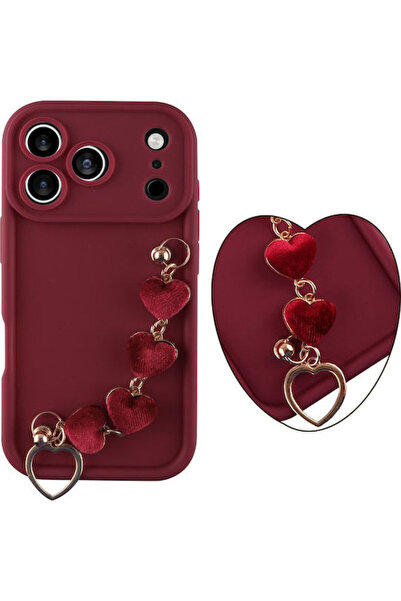 Other Volte-Tel Hearts Θήκη Πλάτης Σιλικόνης με Λουράκι Μπορντό (iPhone 17 Pr...