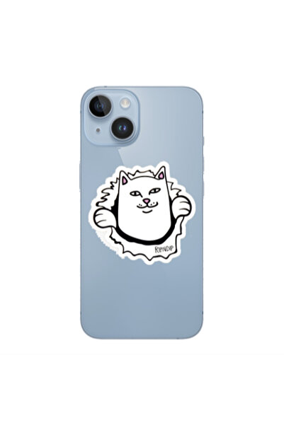 OEM Apple iPhone 14 Plus White cat Transparent Silicone TPU Θήκη