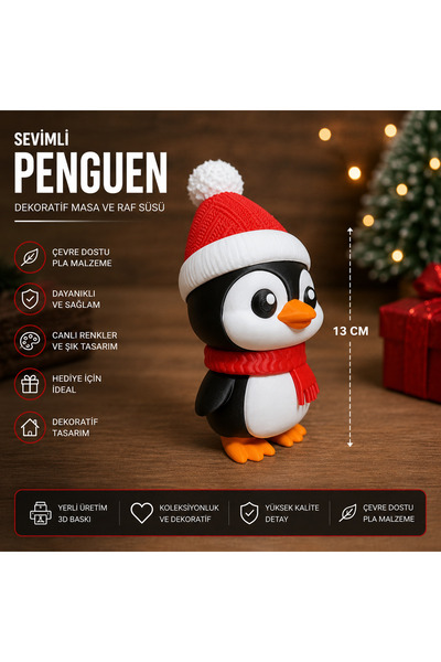 Sadık Pazar Sevimli Penguen Figürü – Dekoratif Masa ve Raf Süsü