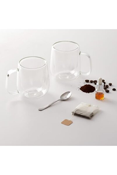 Yıldızan Nzr Beautestore Set of 2 Double Walled Glass Cups - 100 ml Durable E...