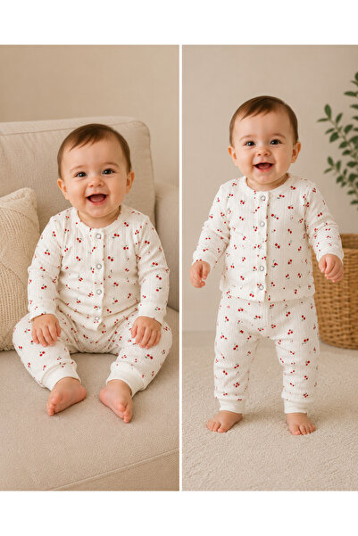 greenmoss 100% Cotton Perforated Breathable Fabric Summer Baby Pajama Set