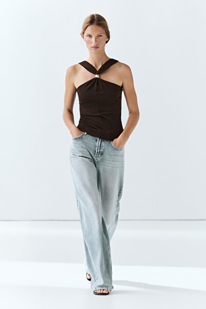 Massimo Dutti Halter yaka mücevher askılı top