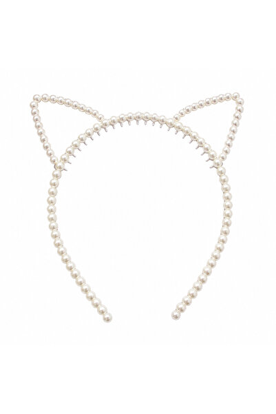 Zâna Casei Pearl hair tiara with cat ear design, elegant accessory for hairst...