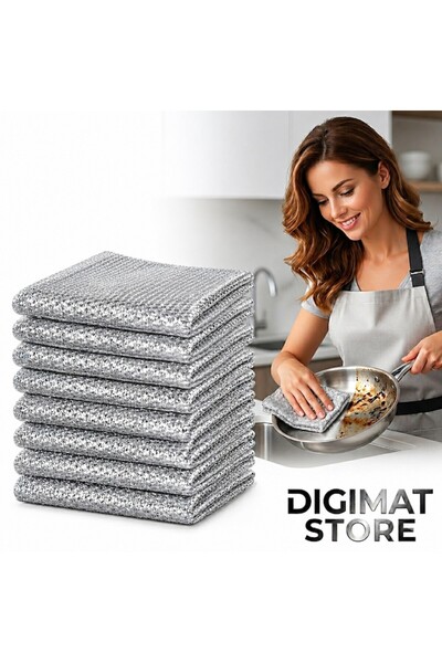 DIGIMAT STORE Set de 8 lavete abrazive metalice din microfibră DIGIMAT ® 20x2...