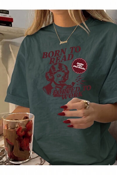 Oldeys Y2k NEFTI YESIL Tricou Oversize Imprimat Born to Reat