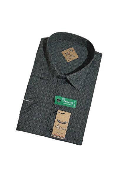 GÖMLEK GALERİSİ Men's Classic Wide Cut Linen Cotton Short Sleeve Shirt
