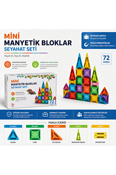 Magblock Mini Manyetik Bloklar - Seyahat Seti 72 Parça