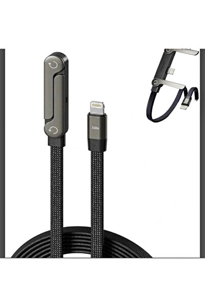 instatech Telefon Standlı Lightning Şarj Kablosu 30W Örgülü Dayanıklı Hızlı Şarj