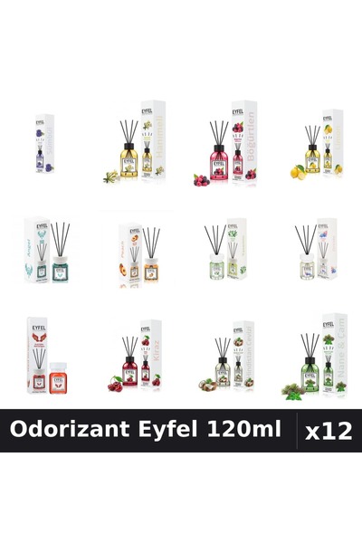 Eyfel Set 12 Odorizante Camera cu Betisoare - 12 Arome Asortate, 120ml