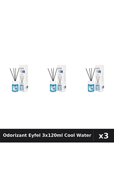Eyfel Set 3 Odorizant Camera cu Betisoare Cool Water 120ml - Parfum Intens