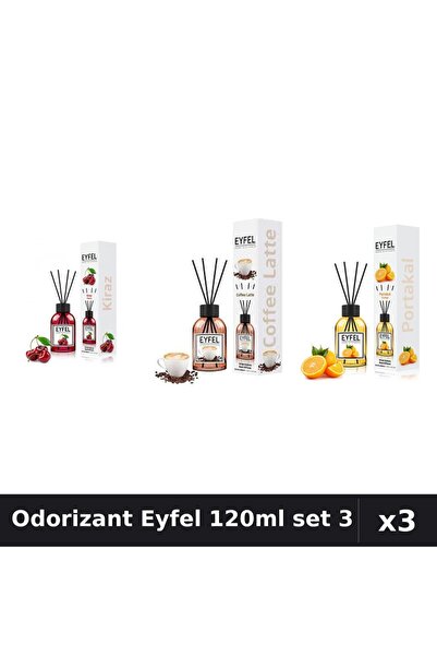 Eyfel Set 3 Odorizante Camera cu Betisoare - Cirese, Cafea, Portocala 120ml