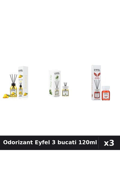 Eyfel Set 3 Odorizant Camera cu Betisoare - Ananas, Lacramioare, Red Dragon 1...