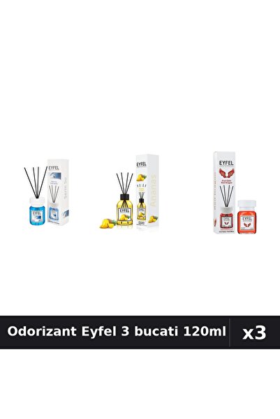 Eyfel Set 3 Odorizante Camera cu Betisoare - Cool Water, Ananas, Red Dragon, ...
