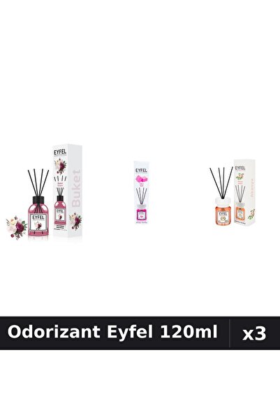 Eyfel Set 3 Odorizante Camera cu Betisoare - Bouquet, Bubble Gum, Acacia 120ml