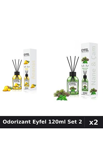 Eyfel Set 2 Odorizante Camera cu Betisoare 120ml - Ananas, Pin Si Menta