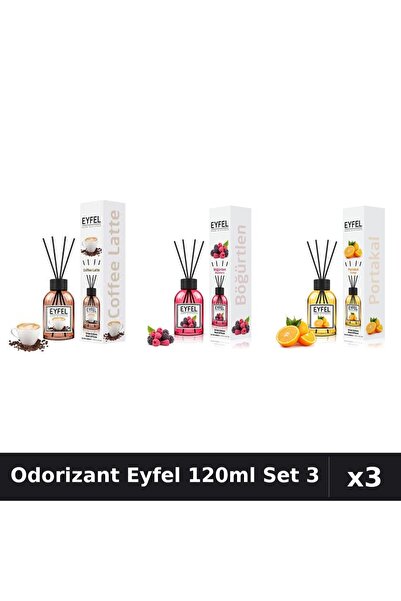 Eyfel Set 3 Odorizant Camera cu Betisoare 120ml - Cafea, Fructe Pădure, Porto...