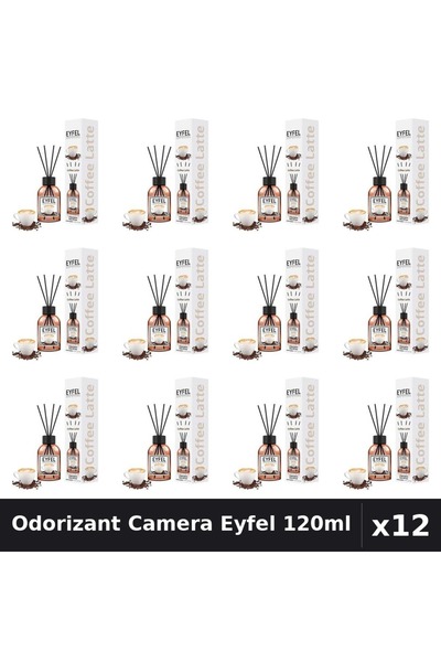 Eyfel Set 12 Odorizante Camera cu Betisoare Cafea - Parfum Intens 120ml
