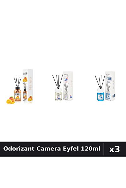 Eyfel Set 3 Odorizant Camera cu Betisoare - Mango, Orhidee, Cool Water 120ml