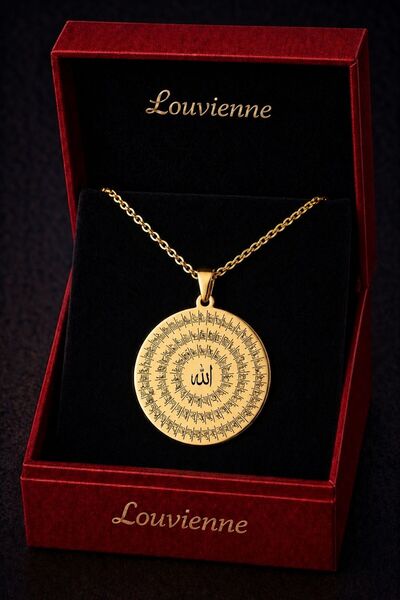 Louvienne Esmaül-hüsna Hilye-i Şerif Gold Rengi Çelik Kolye