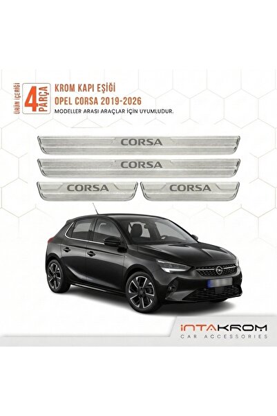 intakrom Opel Corsa F 2019-2026 Uyumlu Satine Krom Kapı Koruma Eşiği 4 Parça