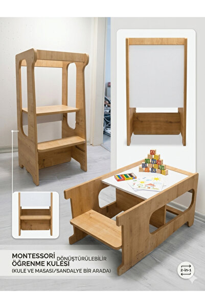 Cute&Wood Cute Wood - Montessori Öğrenme Kulesi & Masası: Çocuklarınızın Haya...