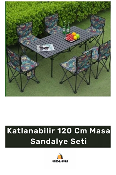 NEED&MORE #Taşınabilir Bahçe & Balkon Masa Sandalye Seti- Alüminyum 120 cm