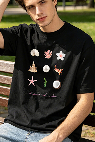 Fleck Ocean Theme Graphic T Shirts For Men Sea Life And Coral Design Personal...